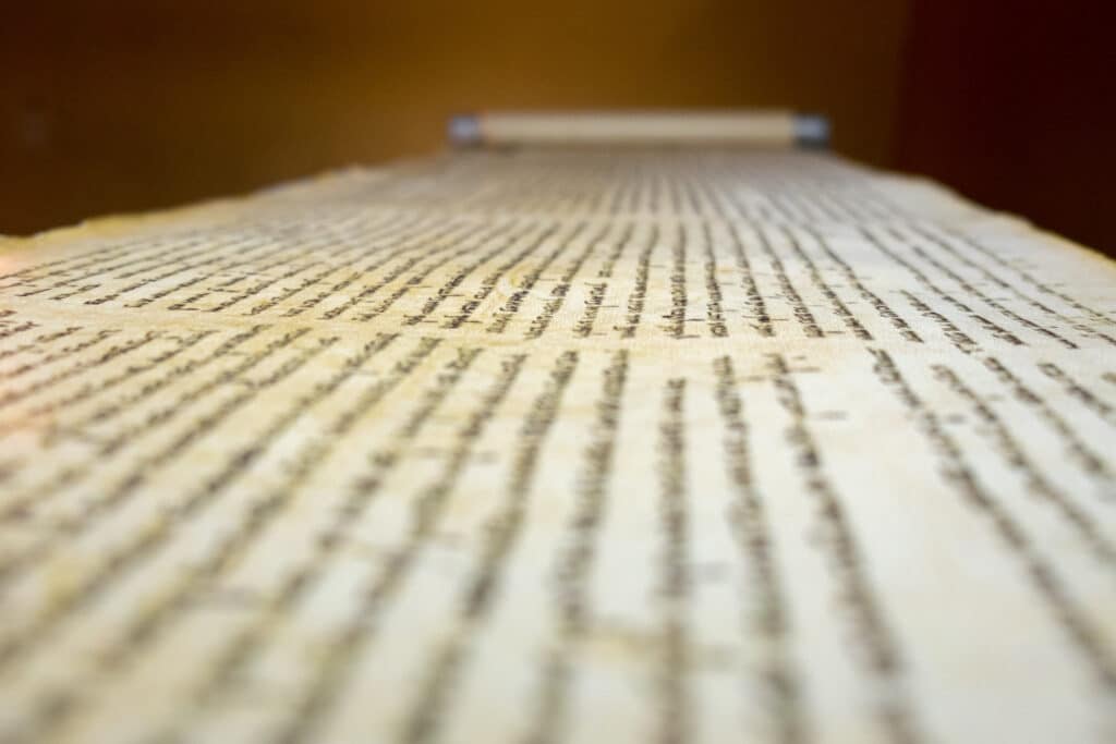 Dead Sea Scrolls on display at the caves of Qumran. They consist   biblical and non-biblical manuscripts