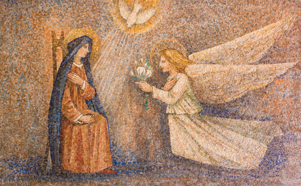 Mosaic of Mary mother of Jesus, a strong woman in the Bible