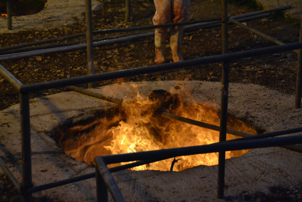 Samaritan people at traditional Passover sacrifice on Mount Gerazim