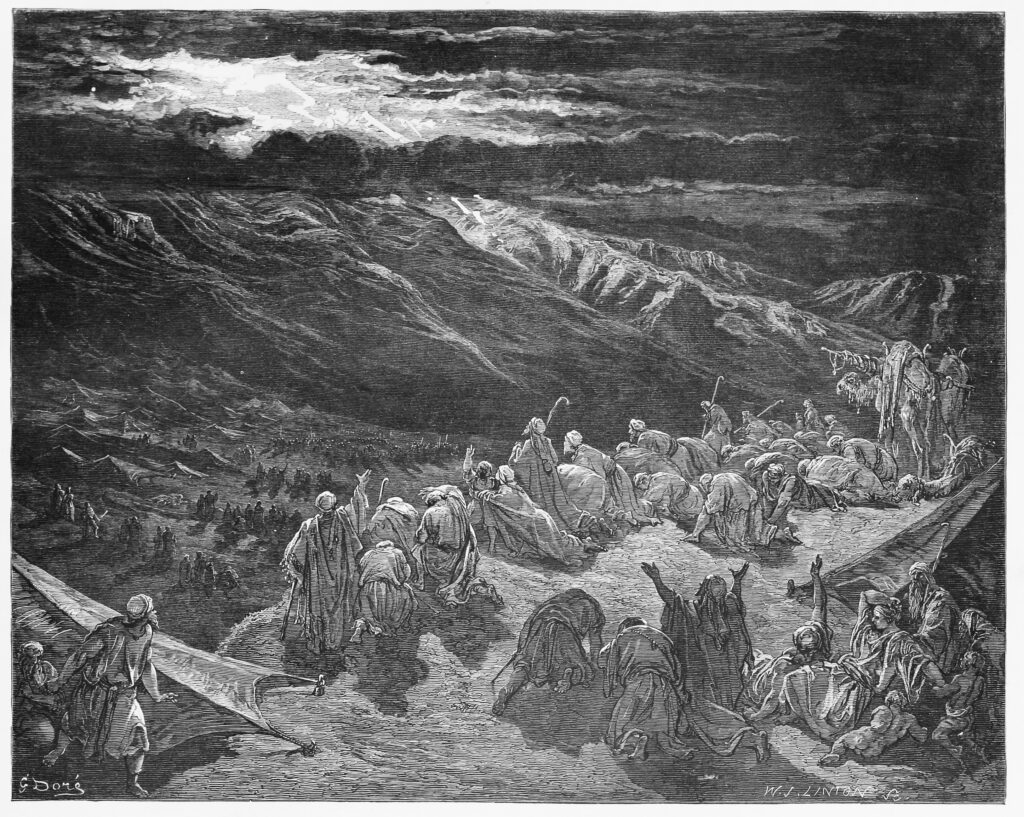 The giving of the law at Mt Sinai, a major part of the backstory behind Pentecost