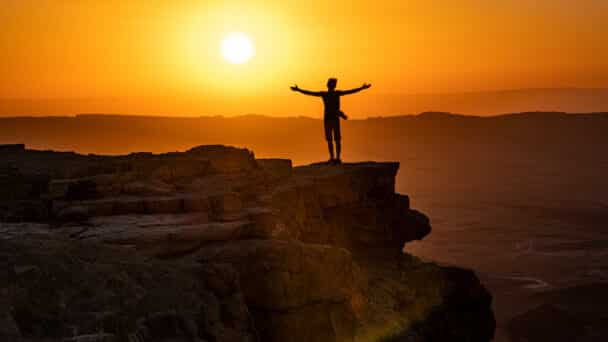 Man praying in the Negev in Israel