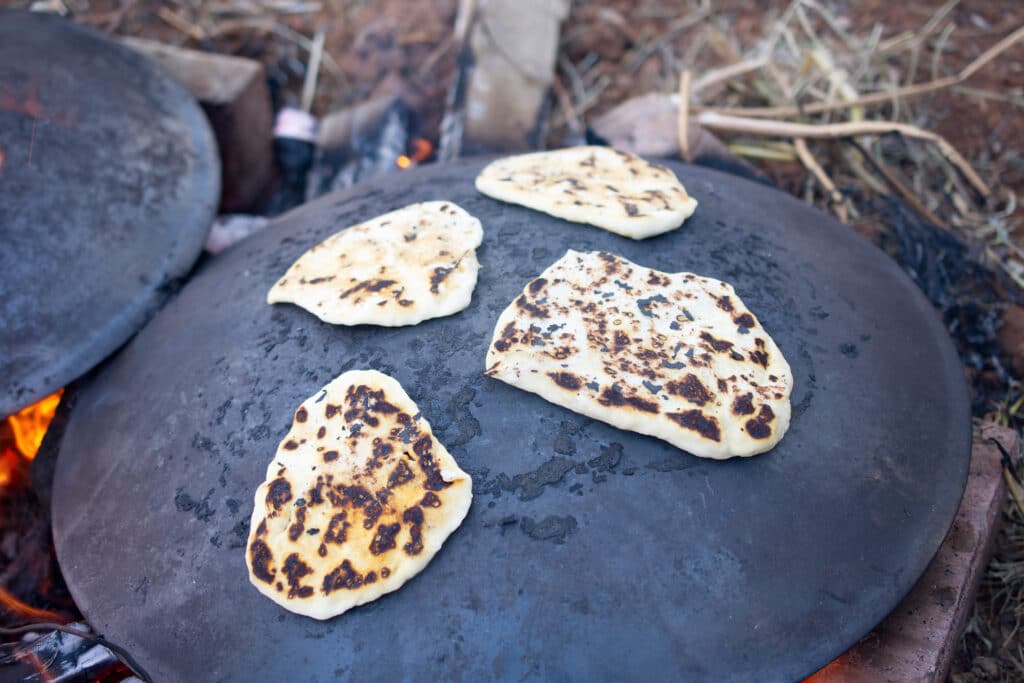 Pita bread being prepared. Pita bread is eaten daily by many in Israel 