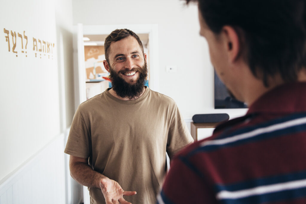 people at jews for jesus talking to each other