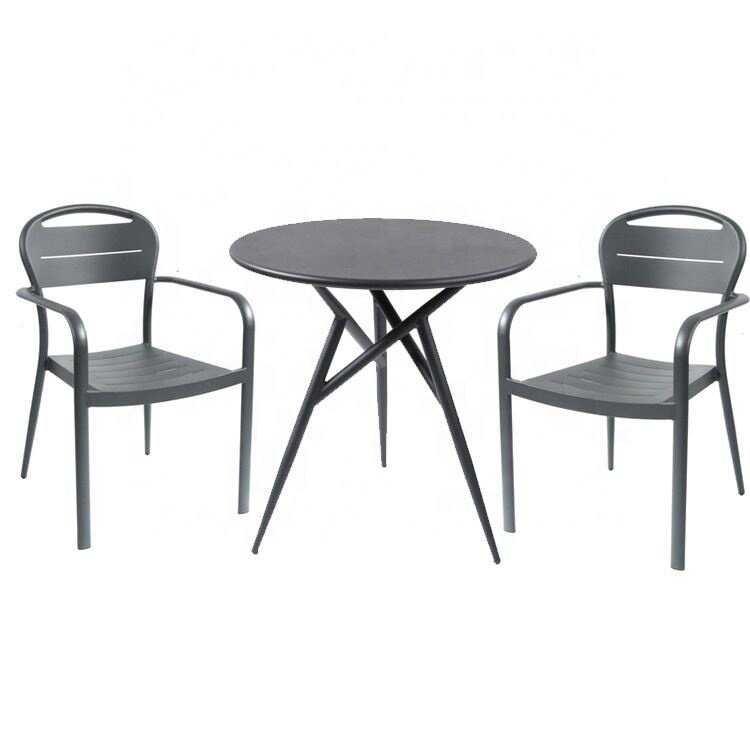 El marco de la silla del patio del jardín de los muebles de la mesa y de las sillas fija el sistema de comedor al aire libre de aluminio