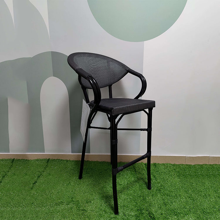 Stackable Metal Aluminum Outdoor Furniture Coffee Shop Restaurant Garden Bar Textline Arm Chairs
