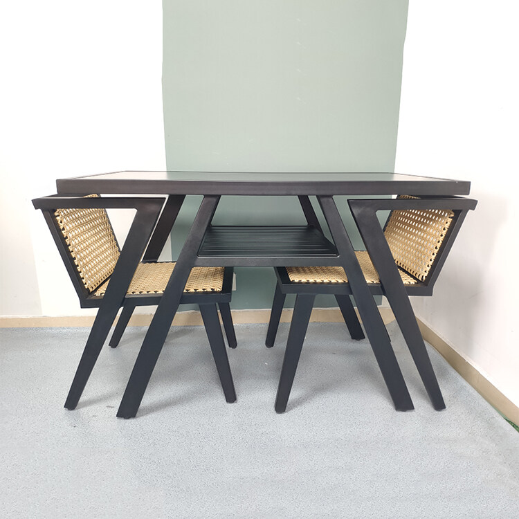 BD Foshan Outdoor Aluminium Chair Garden Dining Aluminium Wicker Chair and Table Set